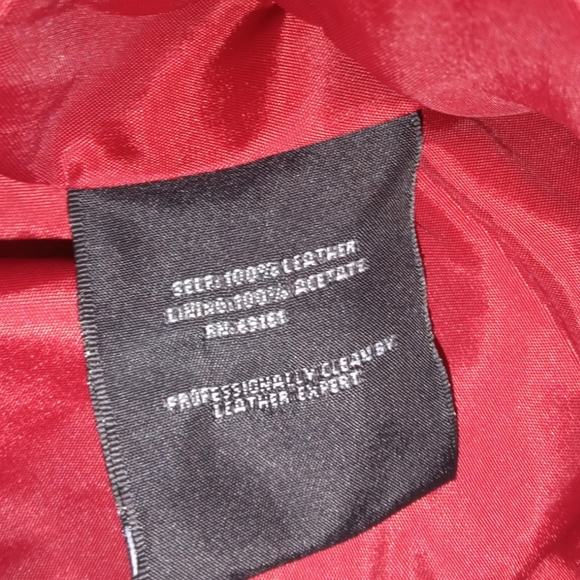 Carlisle Red Genuine Leather Jacket Gold Button Zip Front Classic Blazer Sz 8 - Picture 3 of 6